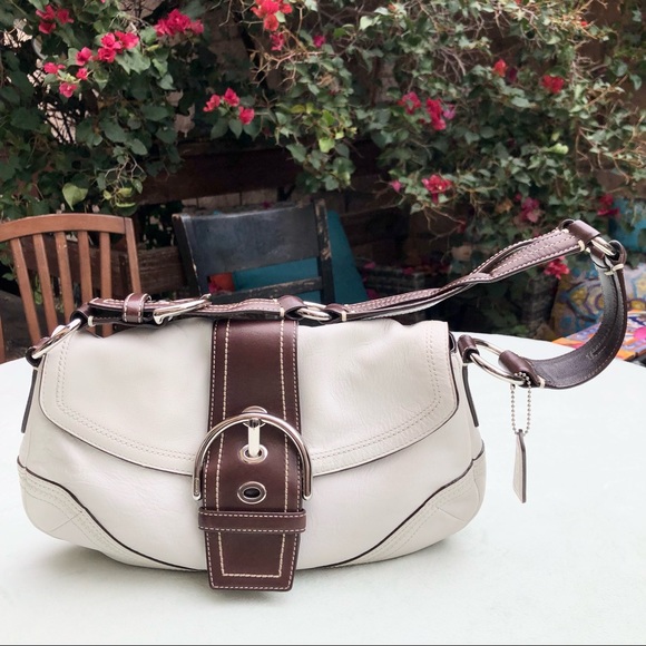 Coach Soho 10578 Vintage White Brown Leather shoulder Handbag - Picture 2 of 9